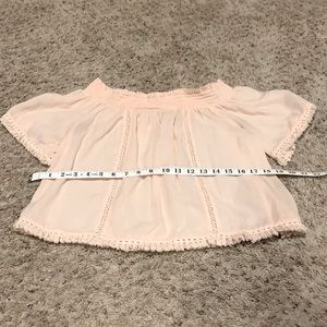 Airy light pink off the shoulder top